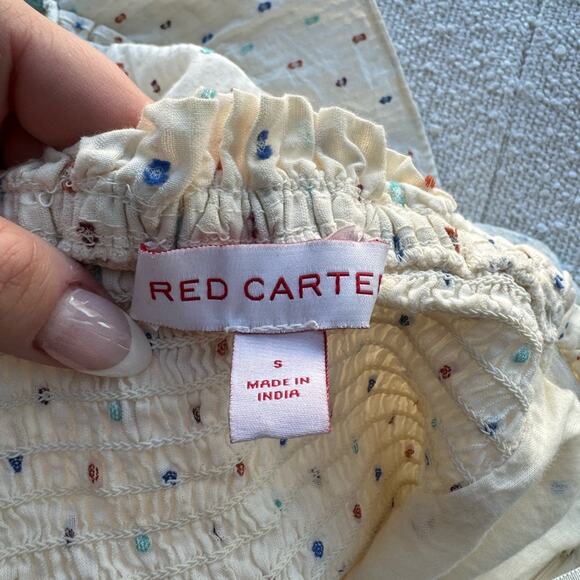 Red Carter Asmae Strapless Cotton Ruffled Cream Midi Dress Size Small - Picture 12 of 15